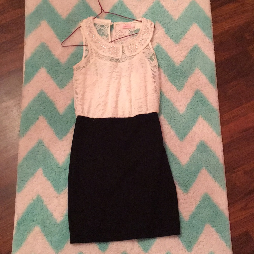 Black and white knee length dress